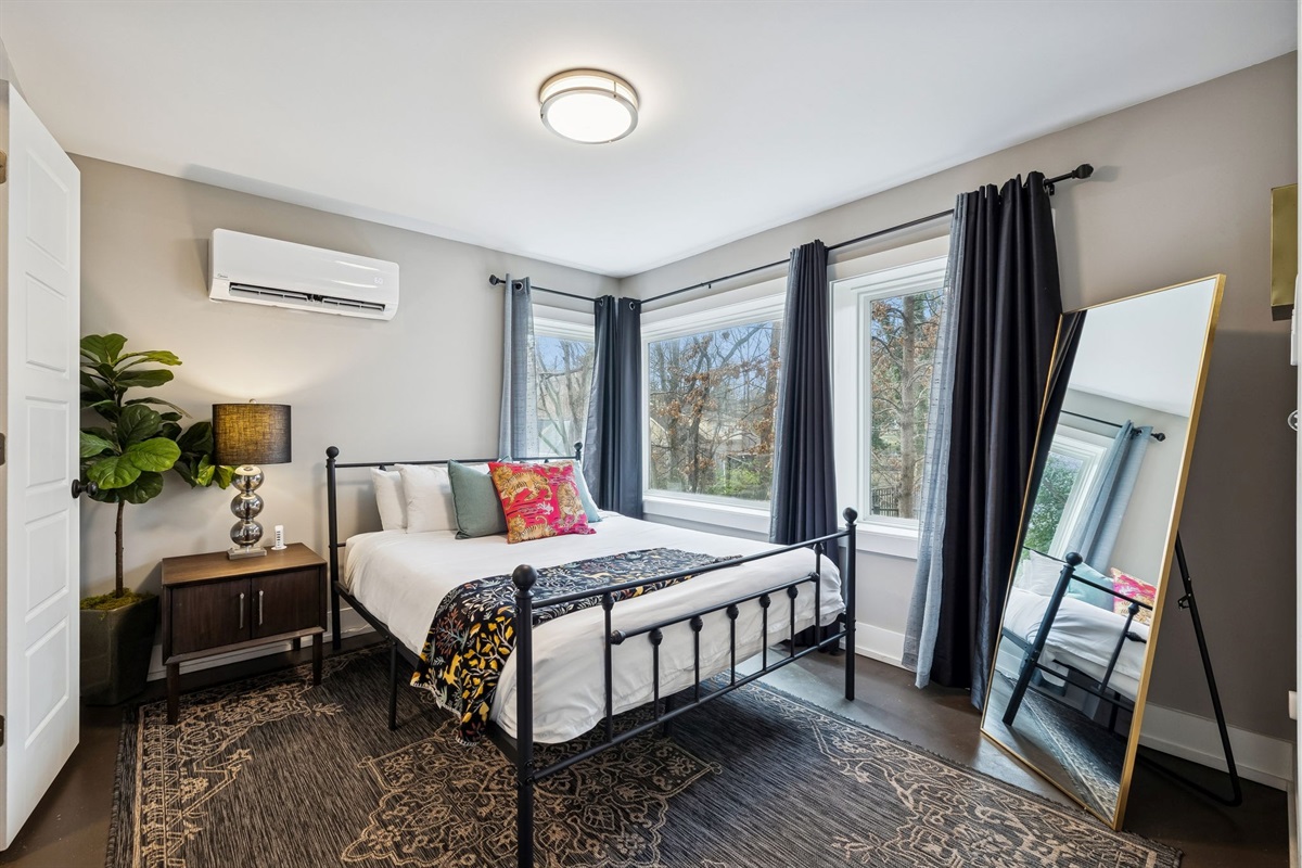 - Let the sunshine in, this airy bedroom is full of charm and cheerful vibes - Coral, teal, and mustard accents make the space pop with personality - Sleep easy with blackout curtains, cozy layers, and a quiet, peaceful vibe