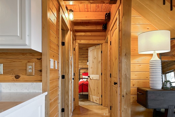 The two downstairs bedrooms are down the hallway off of the entryway & kitchen.