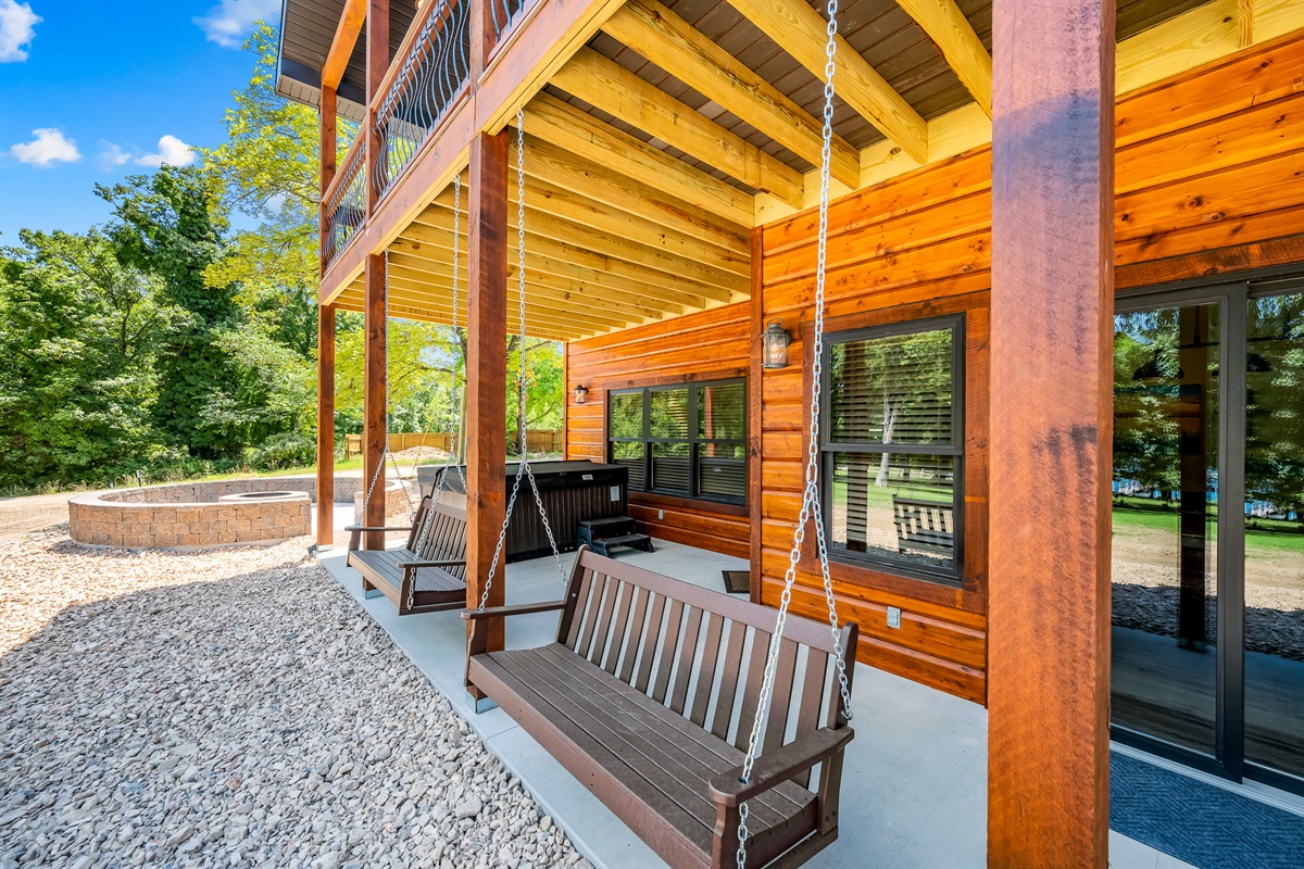 Soak in your private hot tub or swing your worries away!