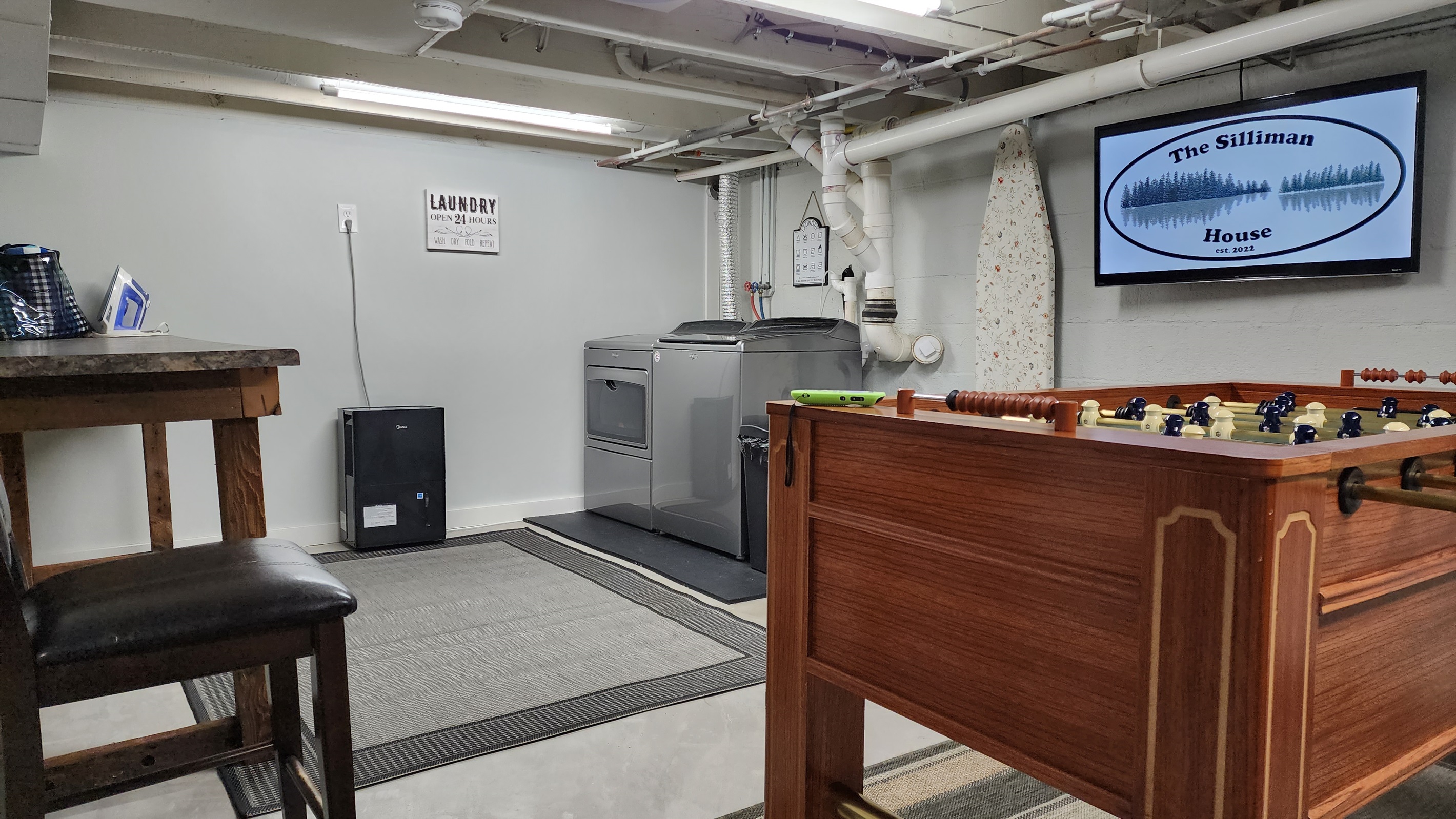 Laundry/game room in basement