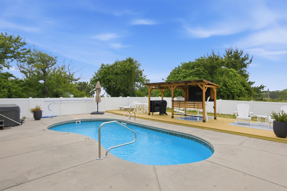 Sunny pool area perfect for cooling off and enjoying the outdoors.
