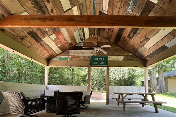 Back patio is great for a picnic with the kids or date night by the fire pit
