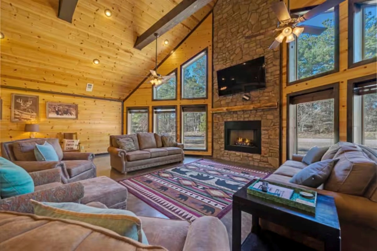 Plush sofas for movie marathons and nap attacks.