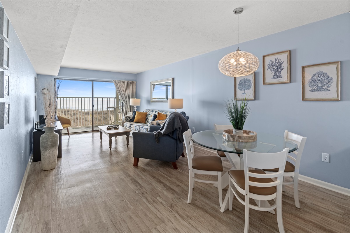 Livingroom/Dining room area with lovely views