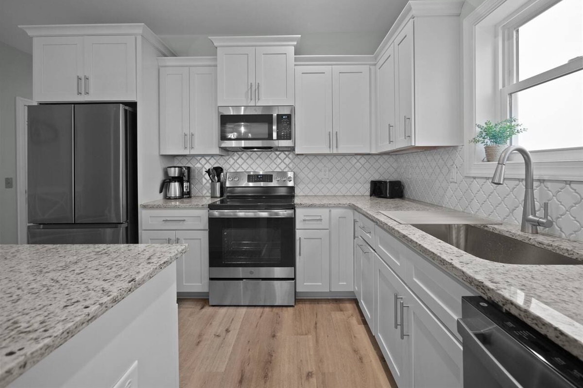 Fridge, Range Oven, Microwave, Coffee Maker, Toaster