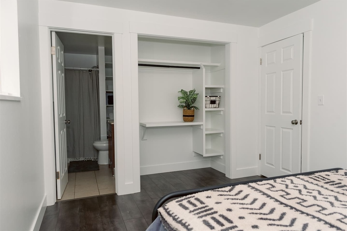 Master bedroom with attached bathroom