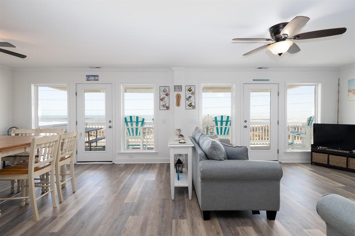 Main living area with views of the ocean