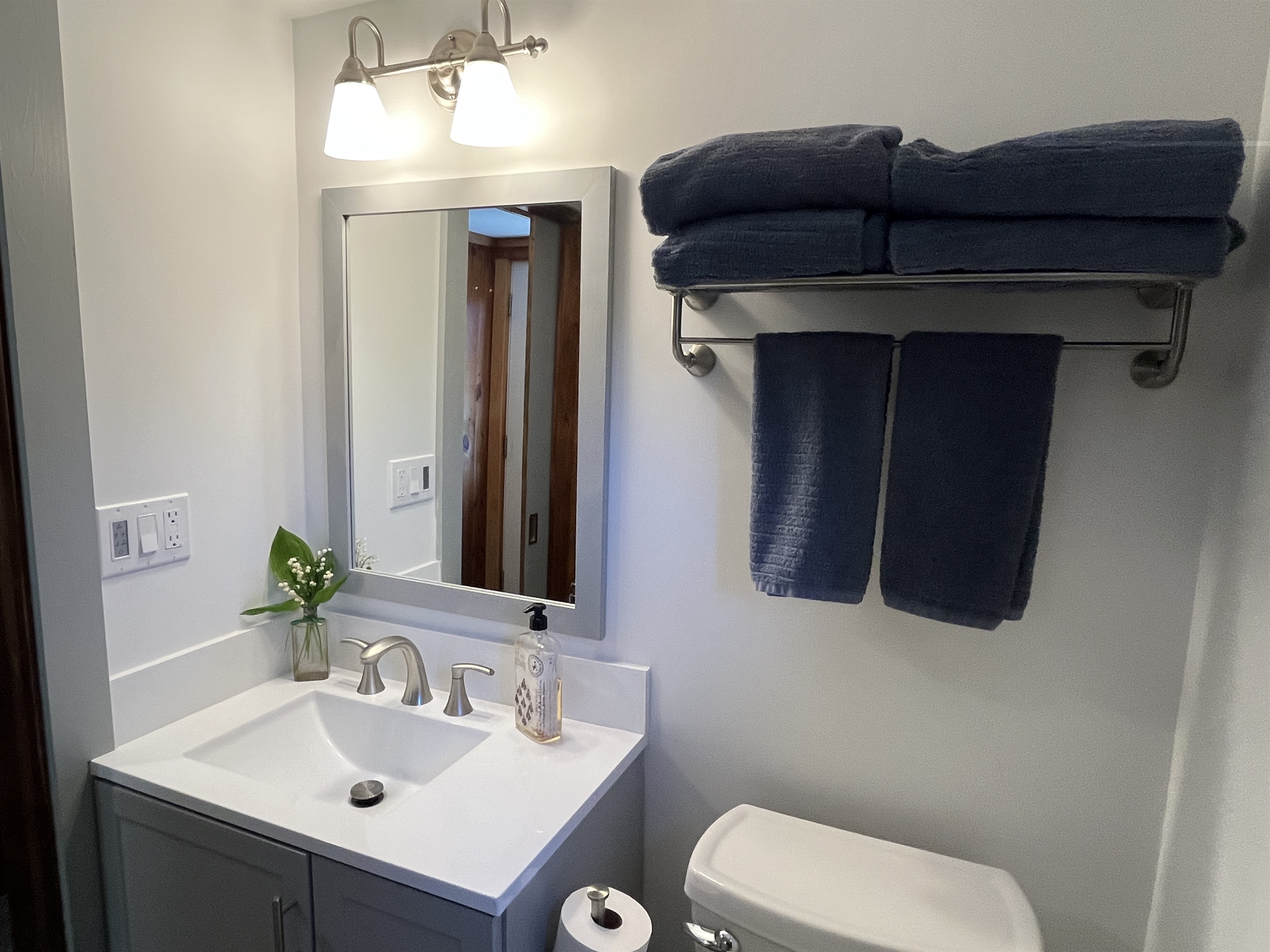 Recently renovated bathroom with shower