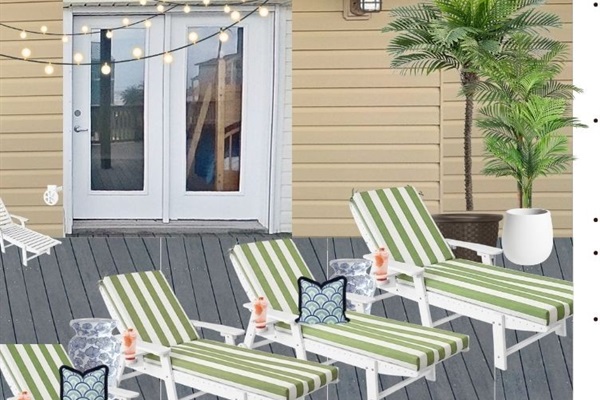 Stretch out on six chaise lounges and relax with wide-open Gulf water views right in front of you.