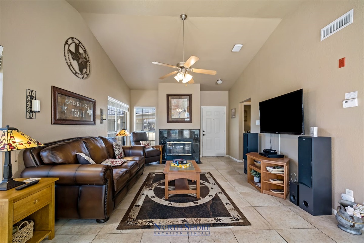 Fireplace & HDTV in Family Room
