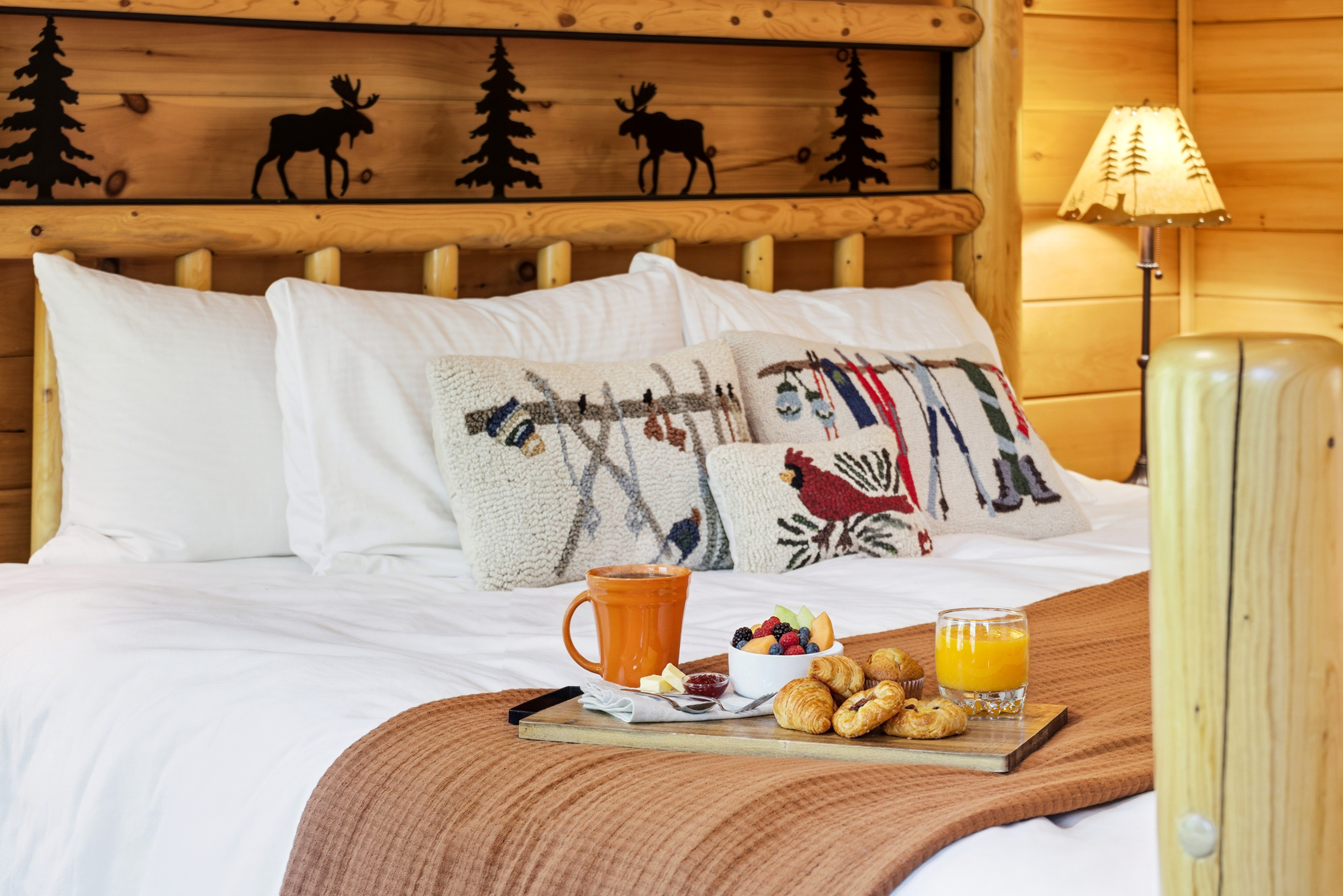 Start your morning in comfort with a luxurious king bed and classic mountain-lodge ambiance.