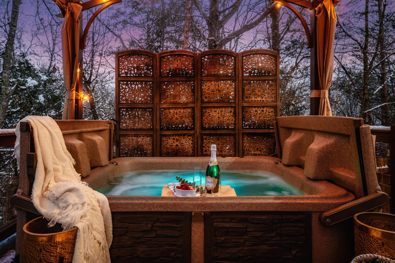 Soak in your private hot tub after a long day of fun and stargaze