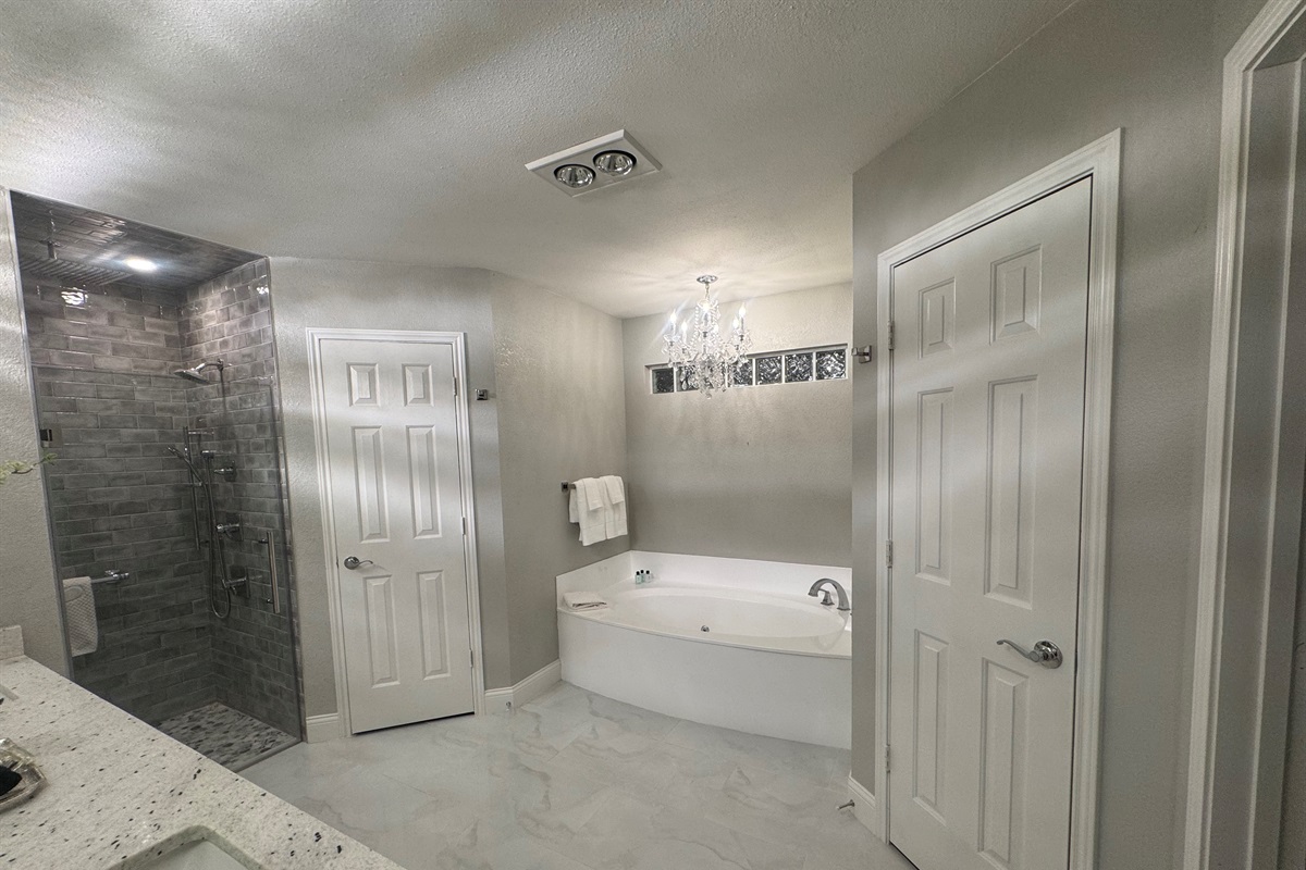 Primary Bathroom with Jacuzzi Tub and Walk-in Shower