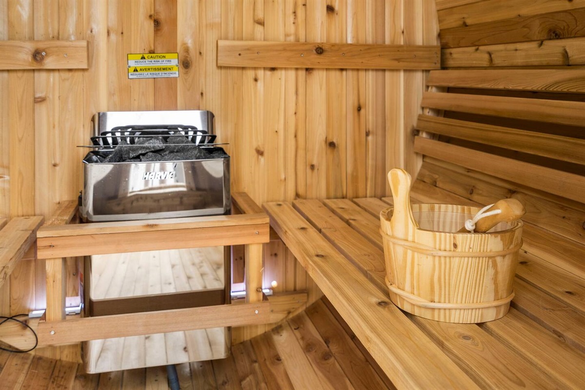 Relax in the cedar steam sauna after a day on the lake.