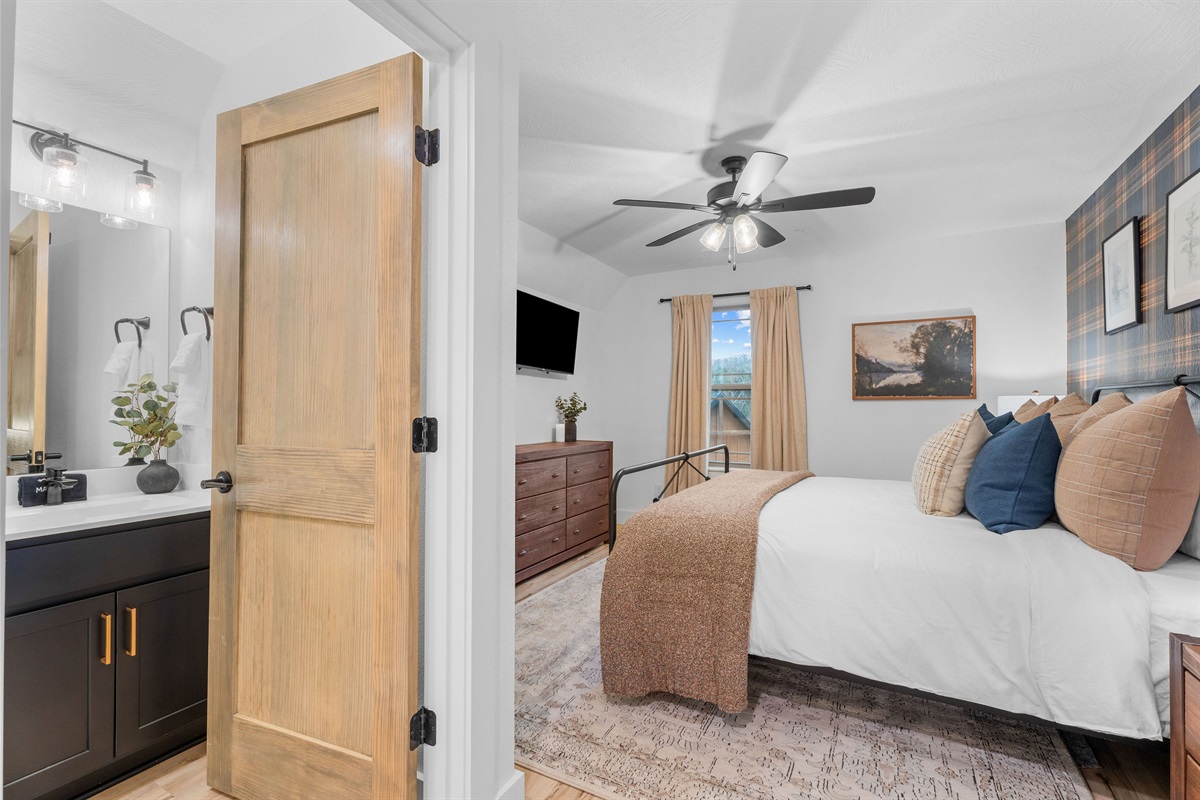 Easy flow between the bedroom and bathroom for added convenience.