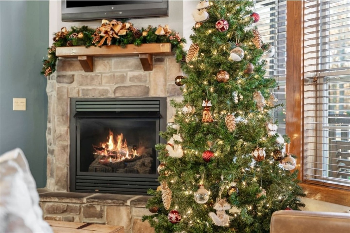 Picture Christmas morning right here: the fireplace glowing, coffee brewing and the whole family together in the Ozarks.