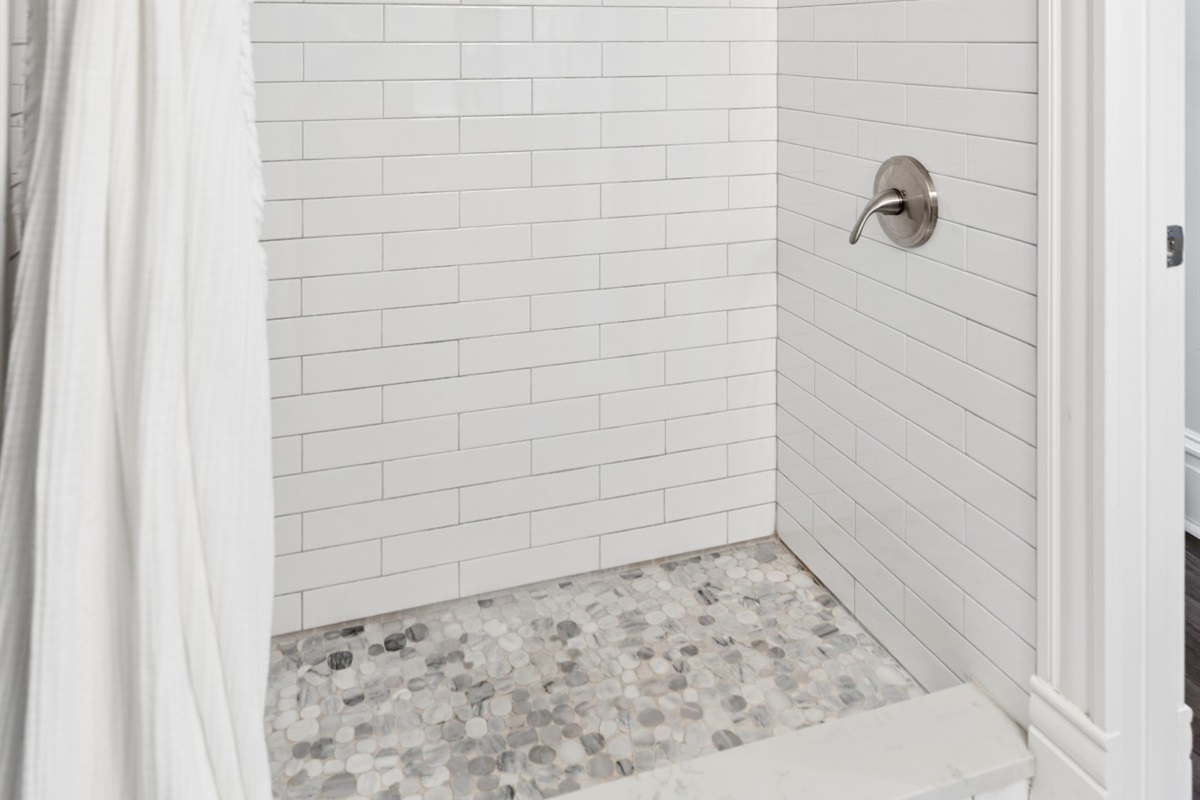 Freshen up in the full walk-in shower after a day exploring St. Louis.