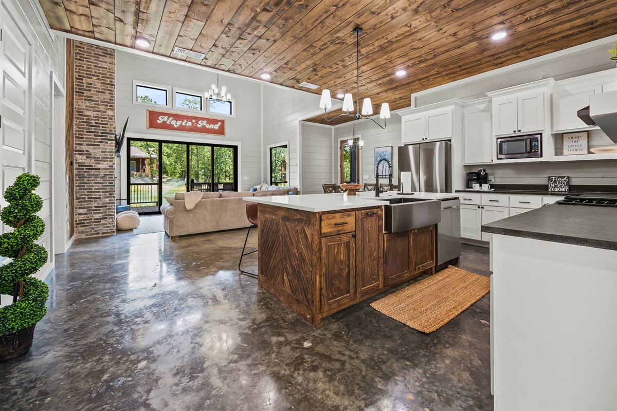 Where modern meets rustic, our open kitchen invites you to come together and feast in style.