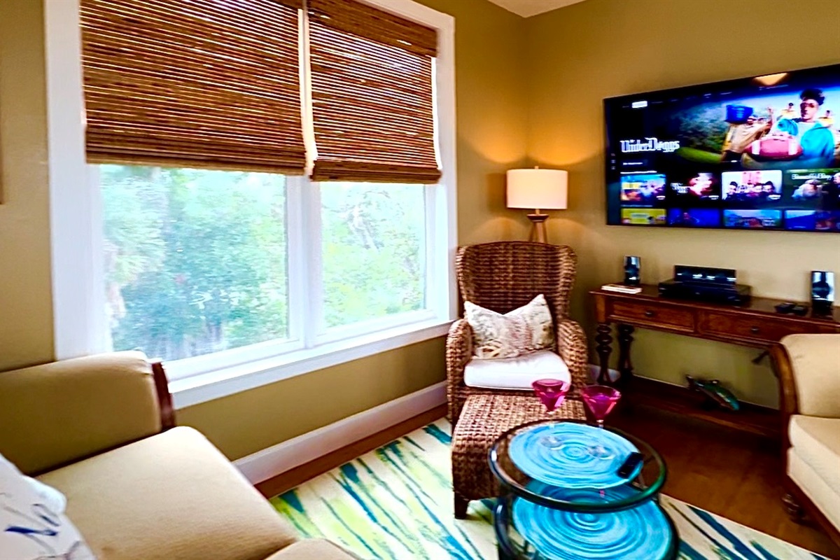 Looking for some downtime?  Put your feet up and let the crowd pick a movie night favorite from the smart tv with Roku & Starlink WIFI connections.