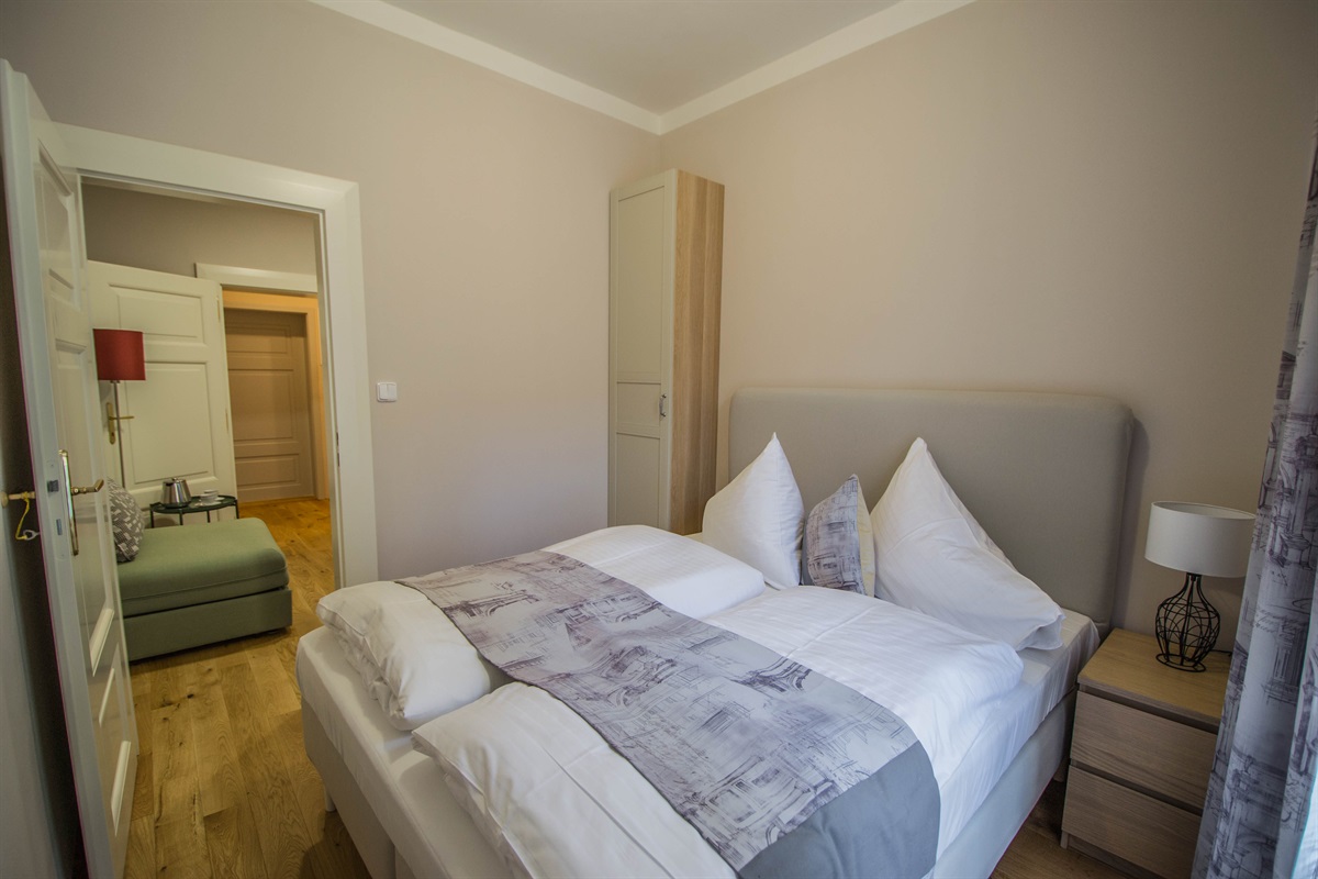 3rd bedroom with a huge double bed with 2 mattresses and a wardrobe
