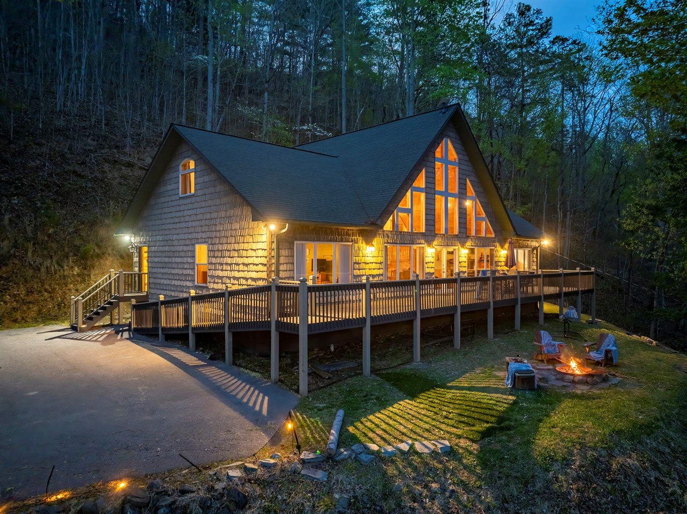Exterior Oasis: Experience warmth and charm with stunning views and inviting outdoor firepit!