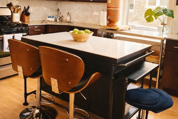 Additional dining area for group meals or remote work.