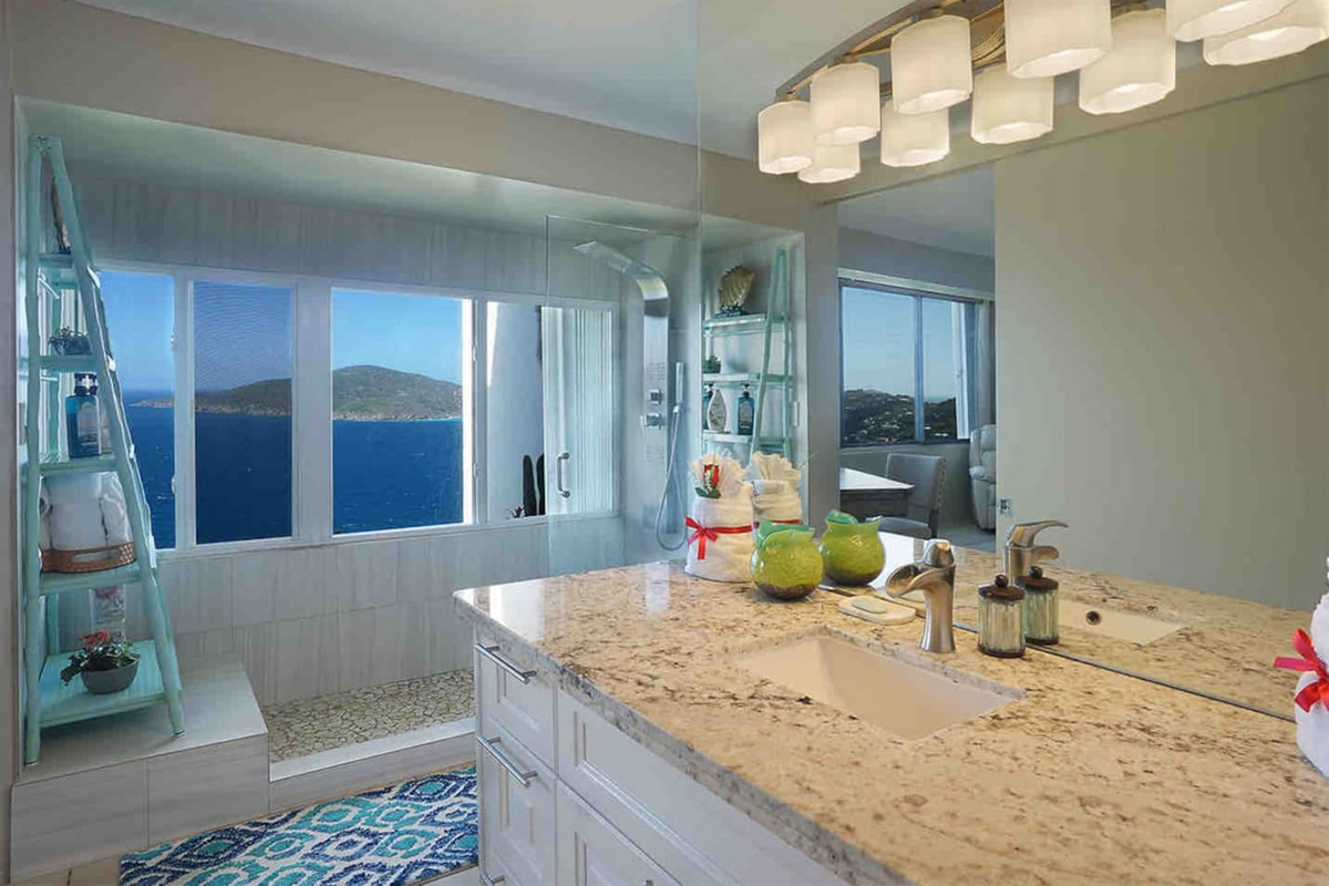 Remodeled bathroom with incredible views