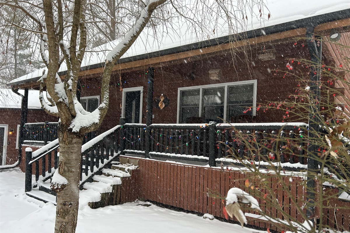 If the exterior stairs concern you, you can always opt to enter the cabin through the sunroom and use the interior stairs.