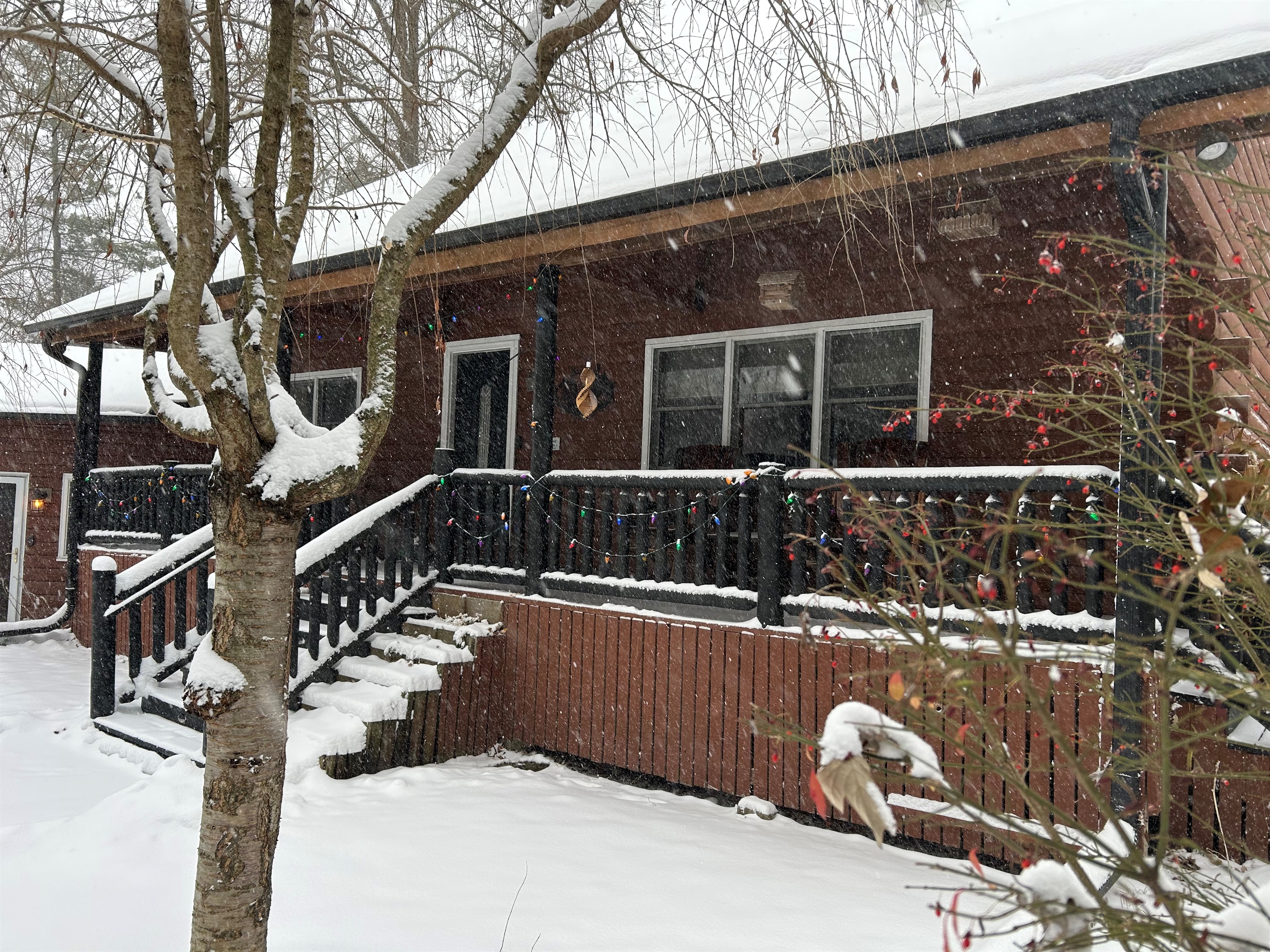 If the exterior stairs concern you, you can always opt to enter the cabin through the sunroom and use the interior stairs.