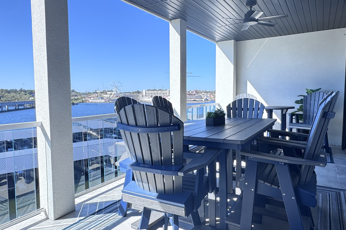 El fresco dining, games, or enjoying the views from the private balcony