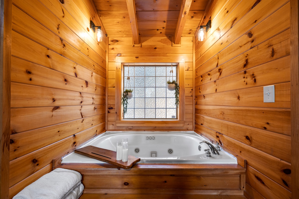 Unwind in the private jetted tub; your own spa-like retreat, perfect for relaxing after a day of exploring the Smokies.