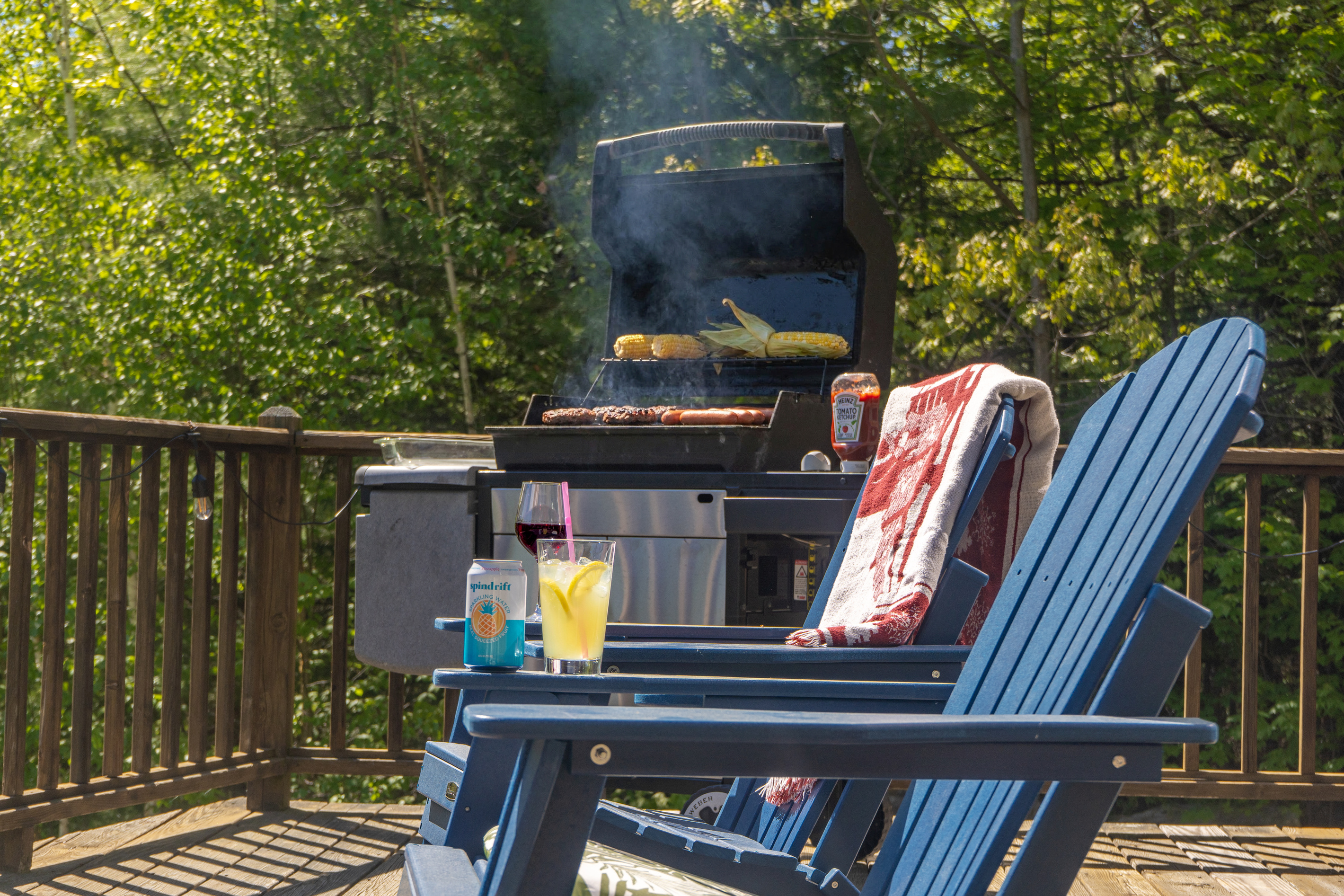 Fire up the grill and enjoy outdoor dining while taking in the peaceful woodland setting.