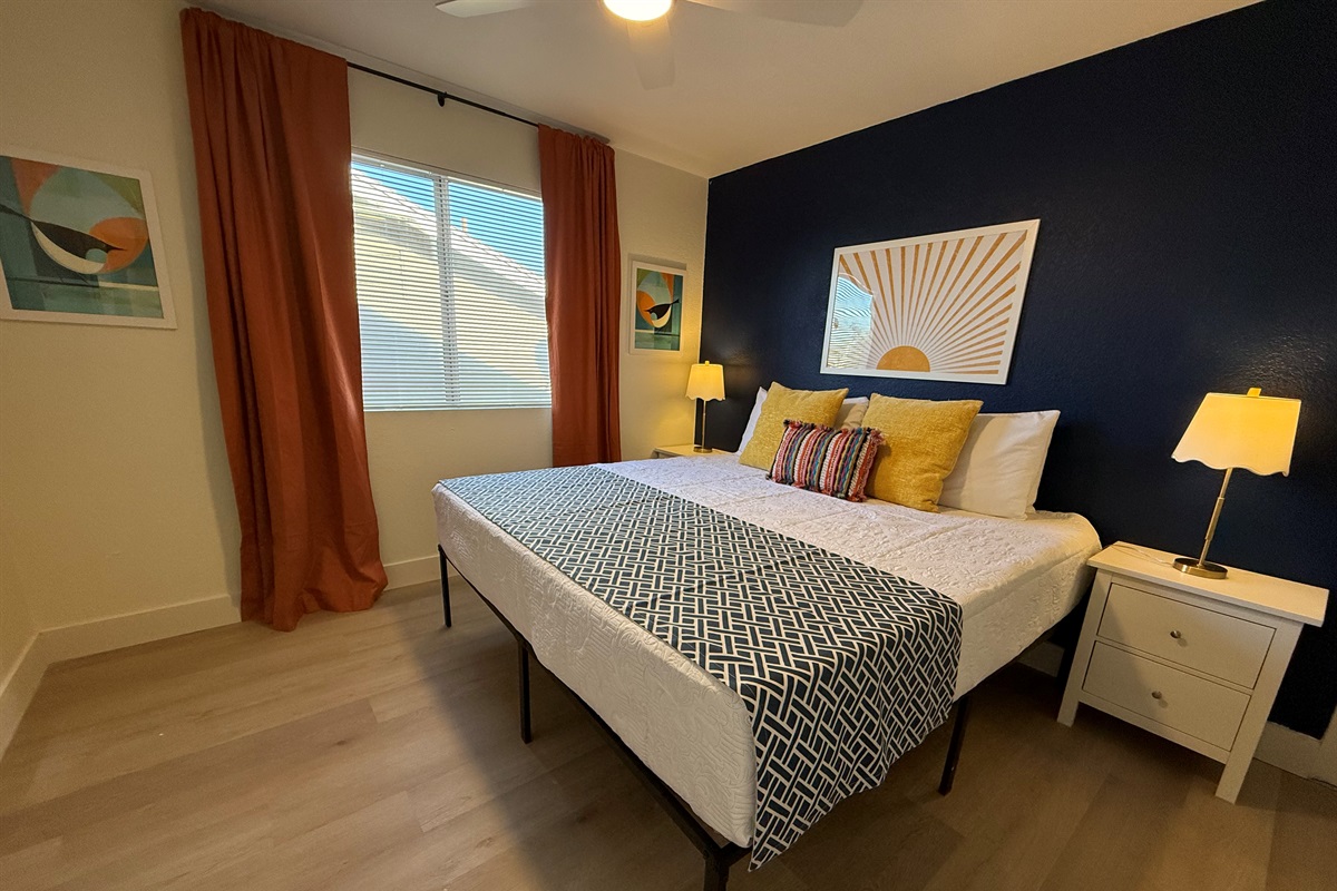 Bedroom #3 - Upstairs, King Bed, Full Bathroom directly across the hall, blackout curtains