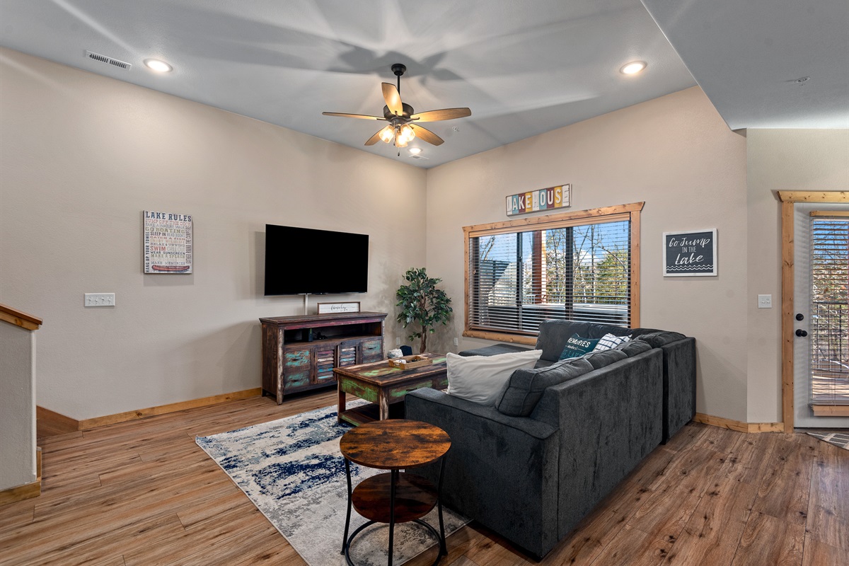 Lower level entertainment space