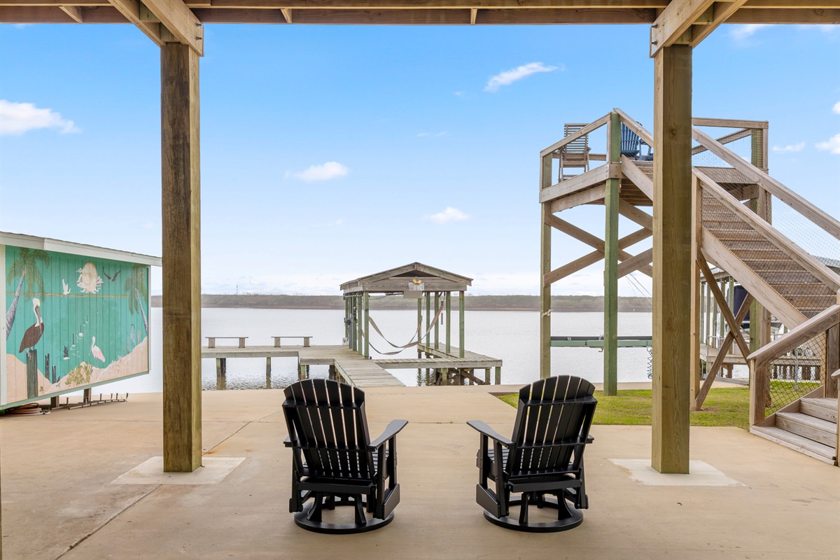 Sitting area under home with ICW/gulf views