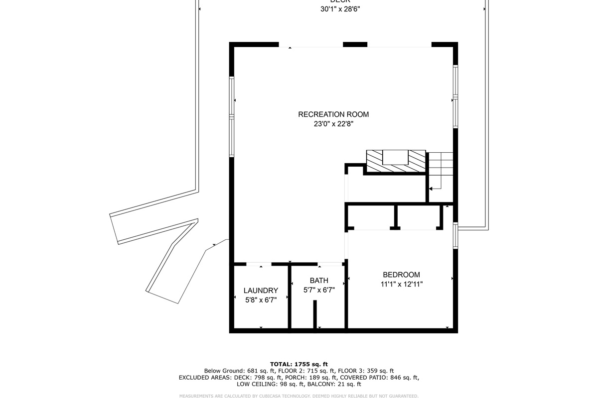 LOWER LEVEL: mostly accurate, except: *Measurements are slightly off as the home is 1916 sf plus about 1,300-1,400 of decking area