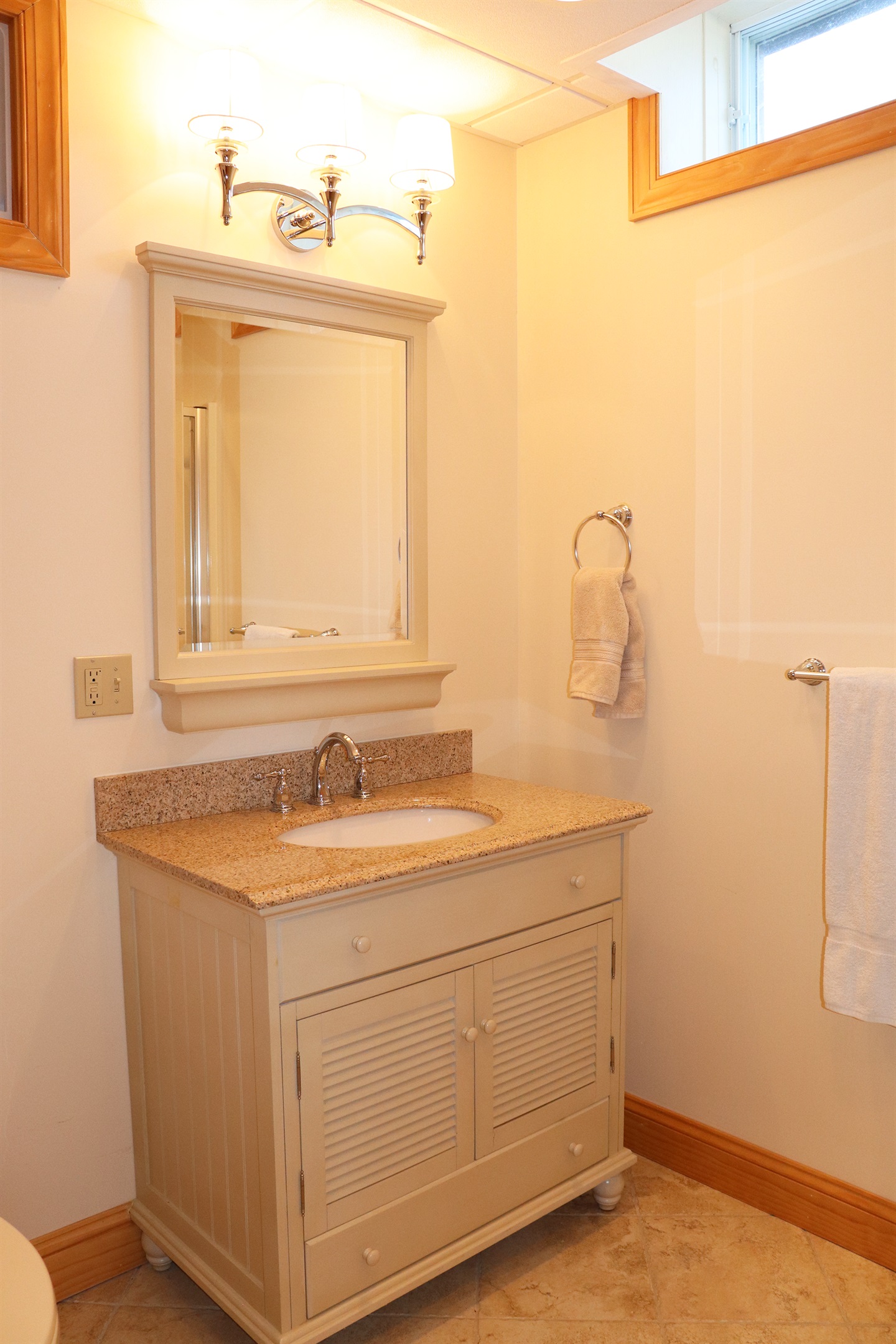 Lower level 3/4 bathroom, shower only.