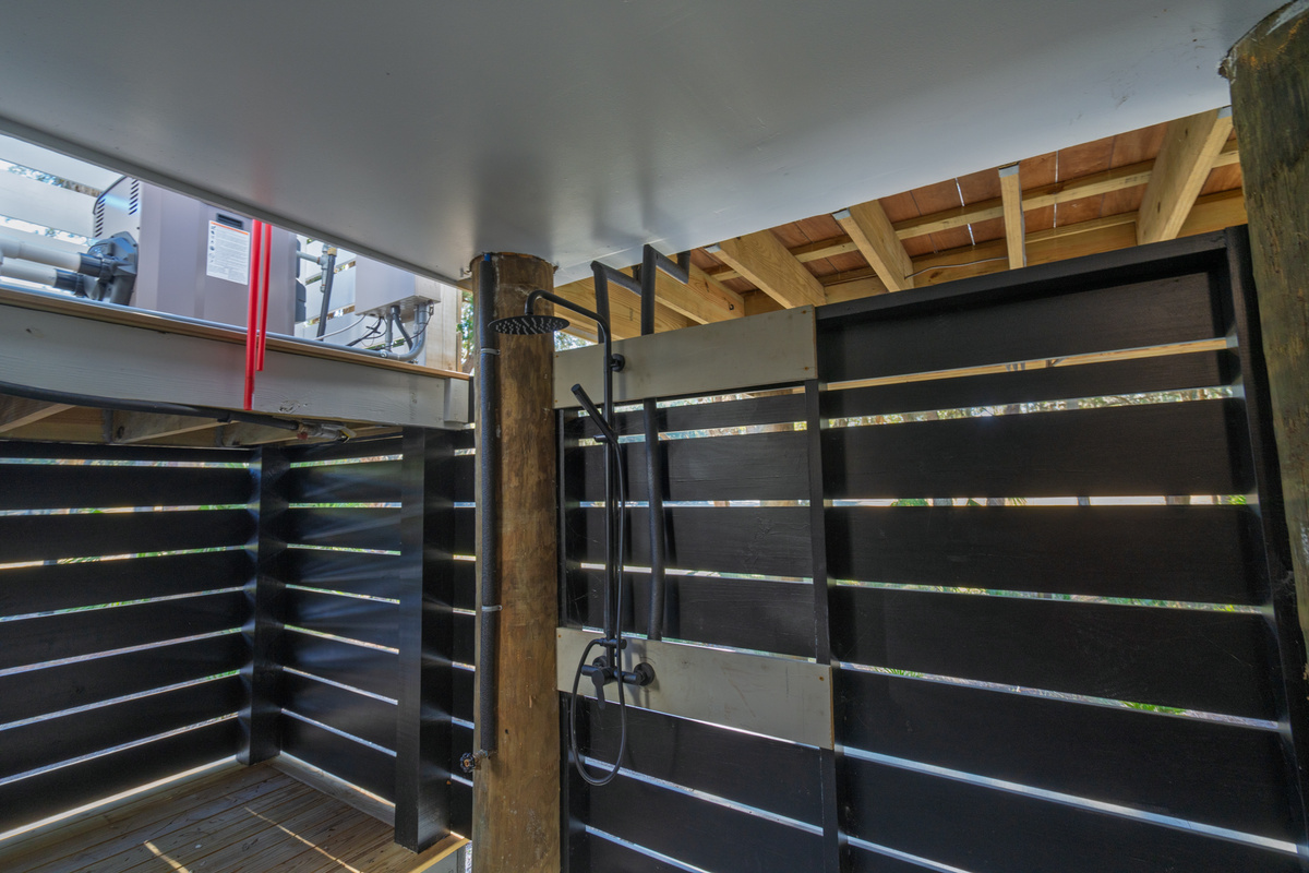 Hot and Cold Outdoor Shower Under the House