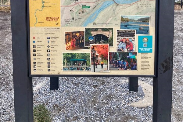 Map from Harpers Ferry National Historical Park, indicating location, amenities, & historical events. 12 miles away by car.
