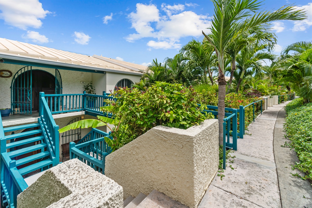 The entrance to the condo from the parking area.