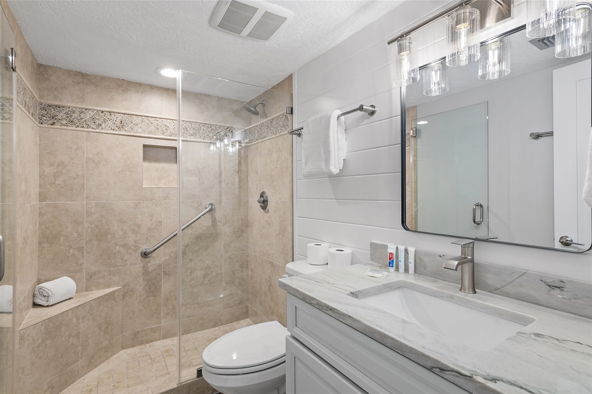 REMODELED bathroom with walk in shower for Guest Bedroom