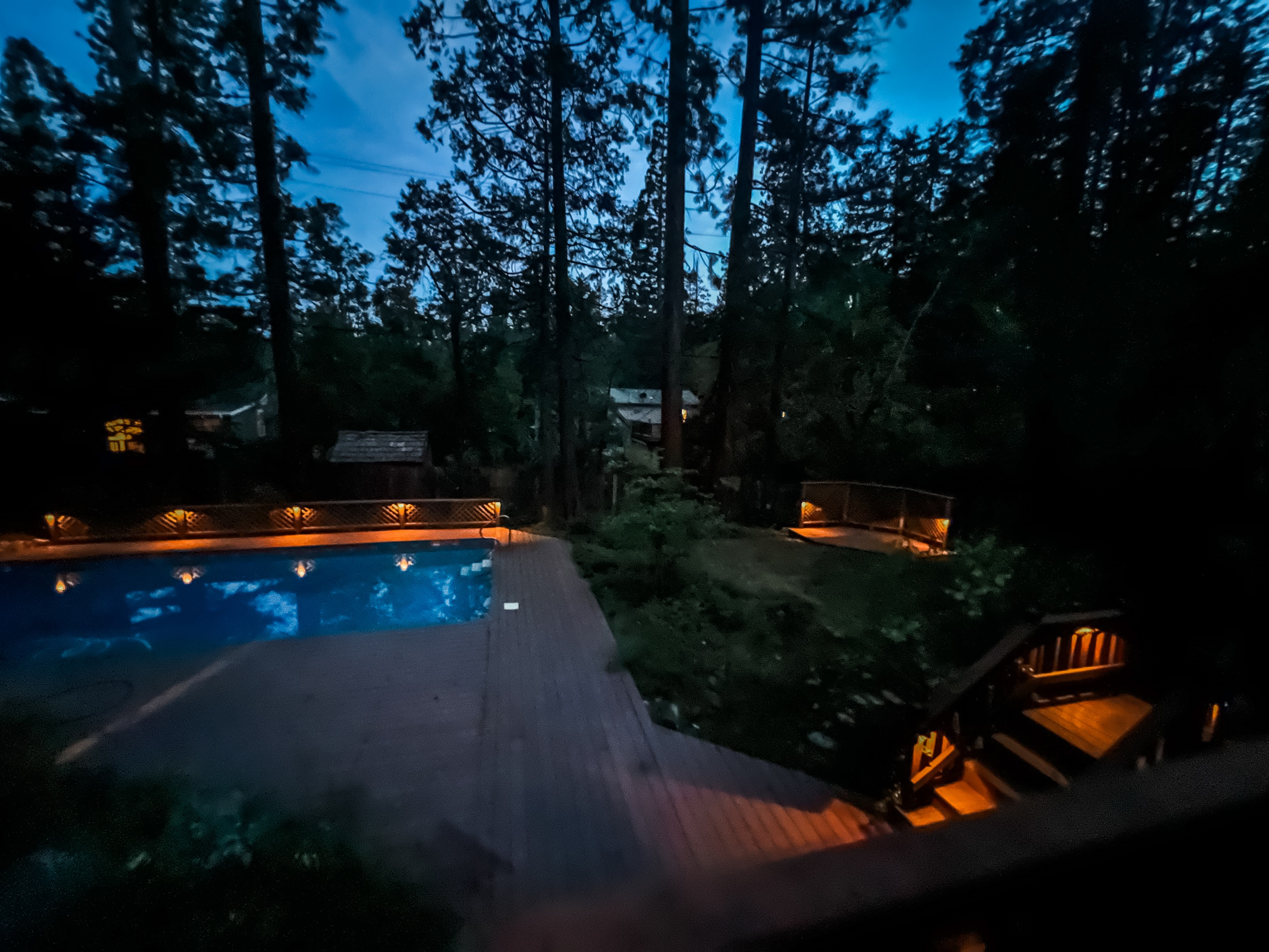 Large backyard with pool, in-deck spa,  large wrap-around deck, BBQ and multiple patio areas. Private and peaceful!