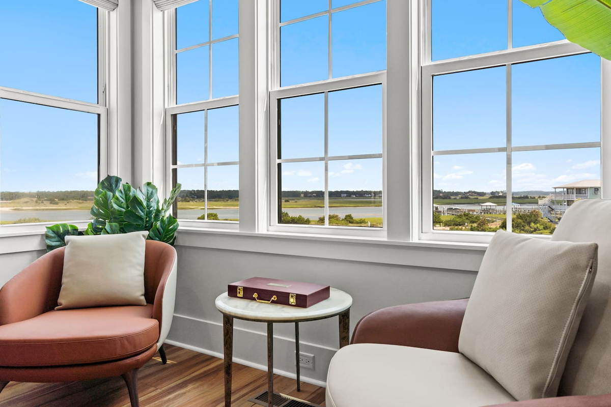 Game on - with a view! The game room overlooks the sound, giving you a beautiful coastal backdrop whether you’re playing NBA Jam, challenging friends to air hockey, or simply relaxing between adventures.