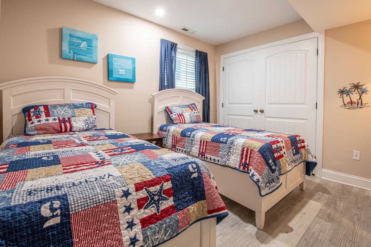 Twin Bedroom 6 with Patriotic Nautical Quilts