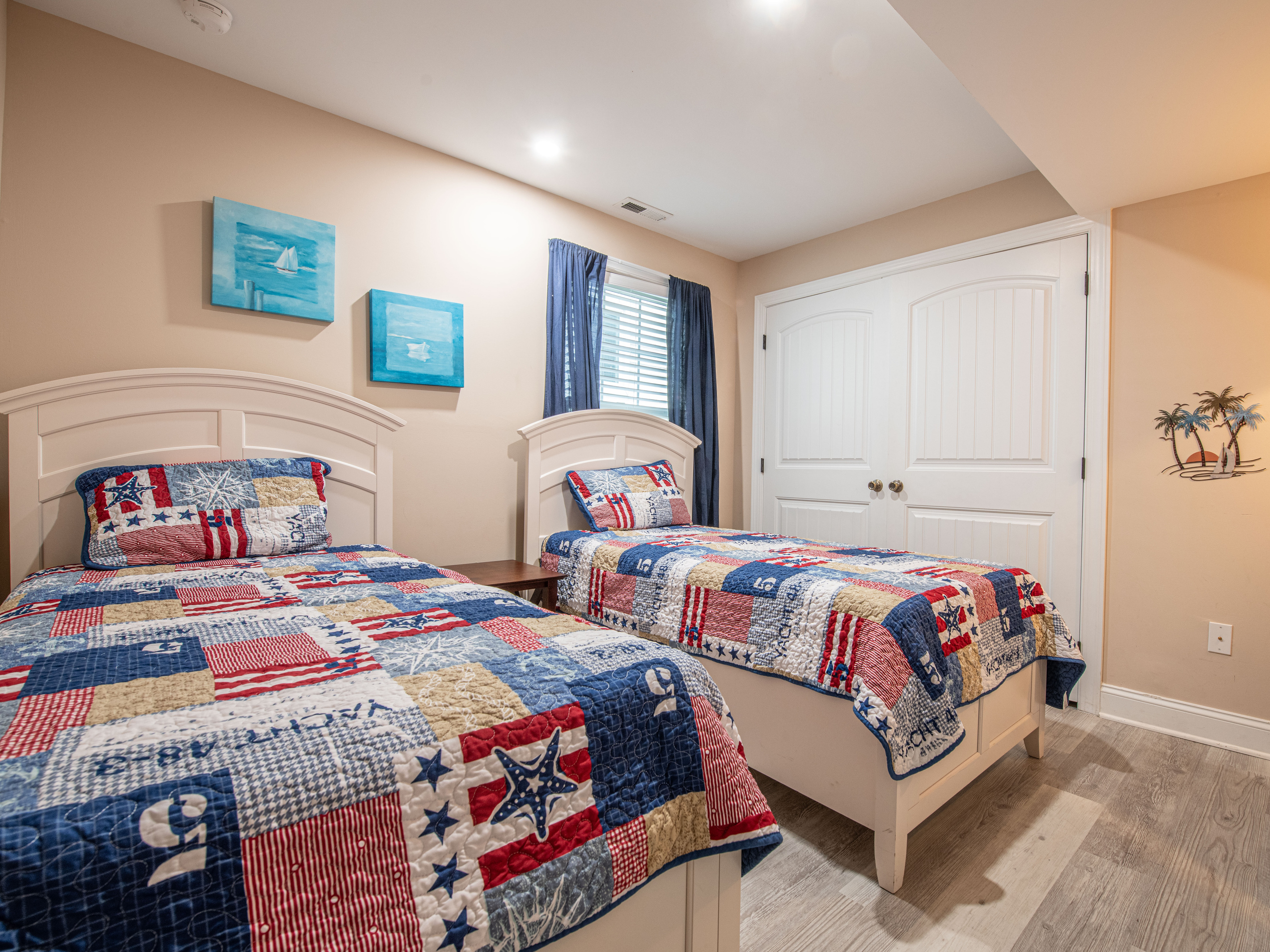 Twin Bedroom 6 with Patriotic Nautical Quilts