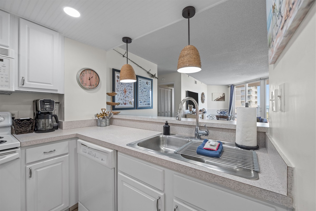 Spacious countertop and sink area designed for easy prep and cleanup