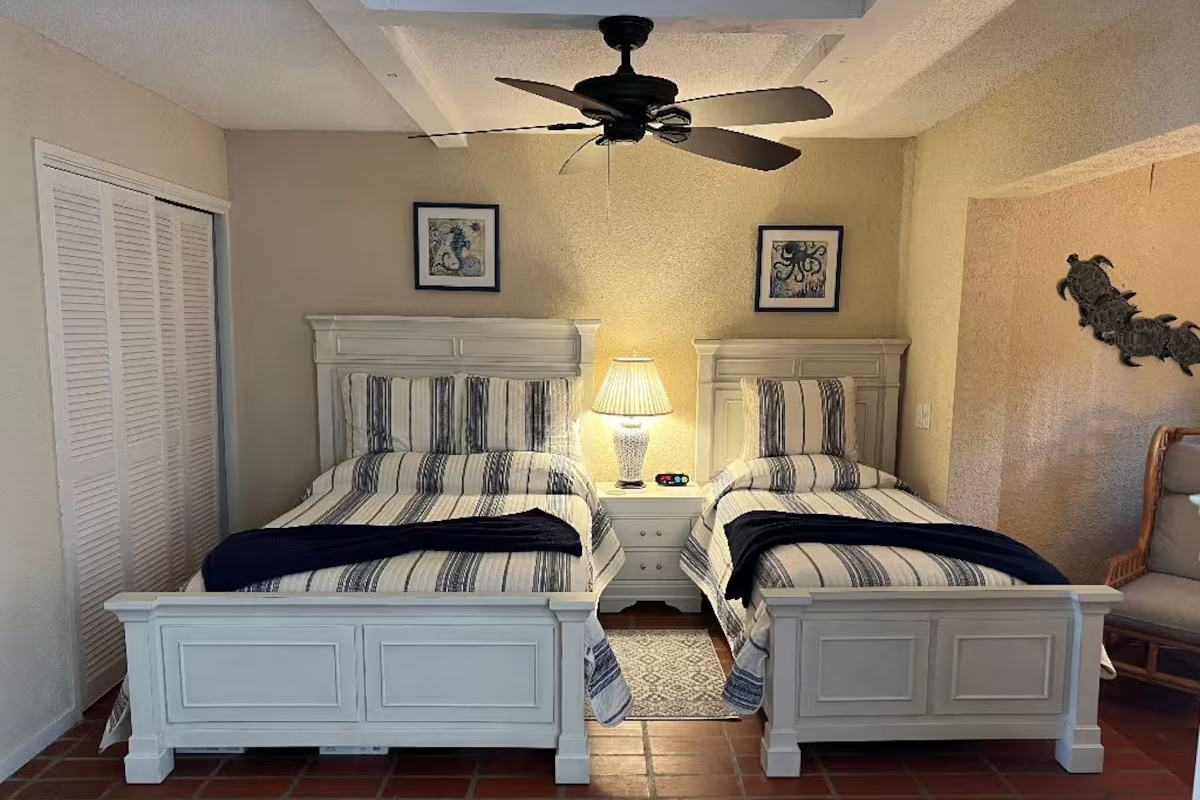 Bright and inviting bedroom with flexible sleeping arrangements.