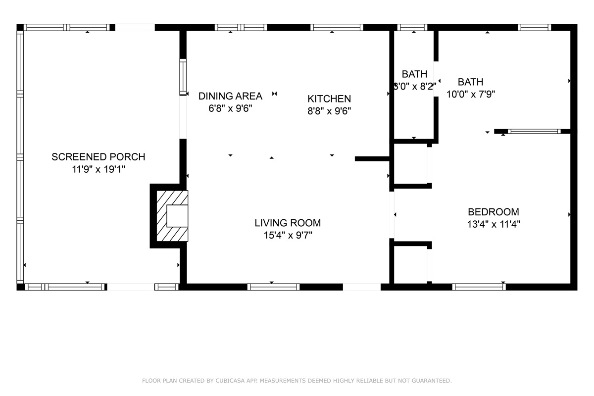 Floorplan of this charming one bedroom cabin