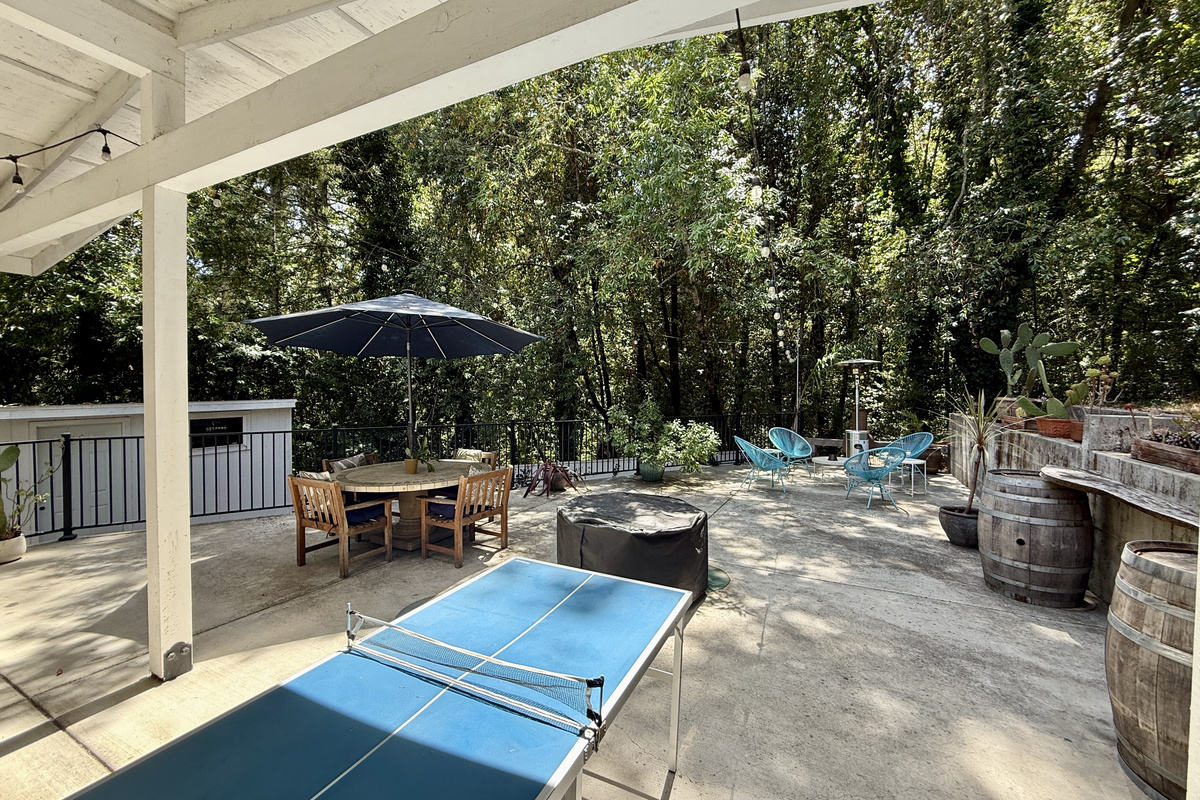 Ping pong table and outdoor garden patio
