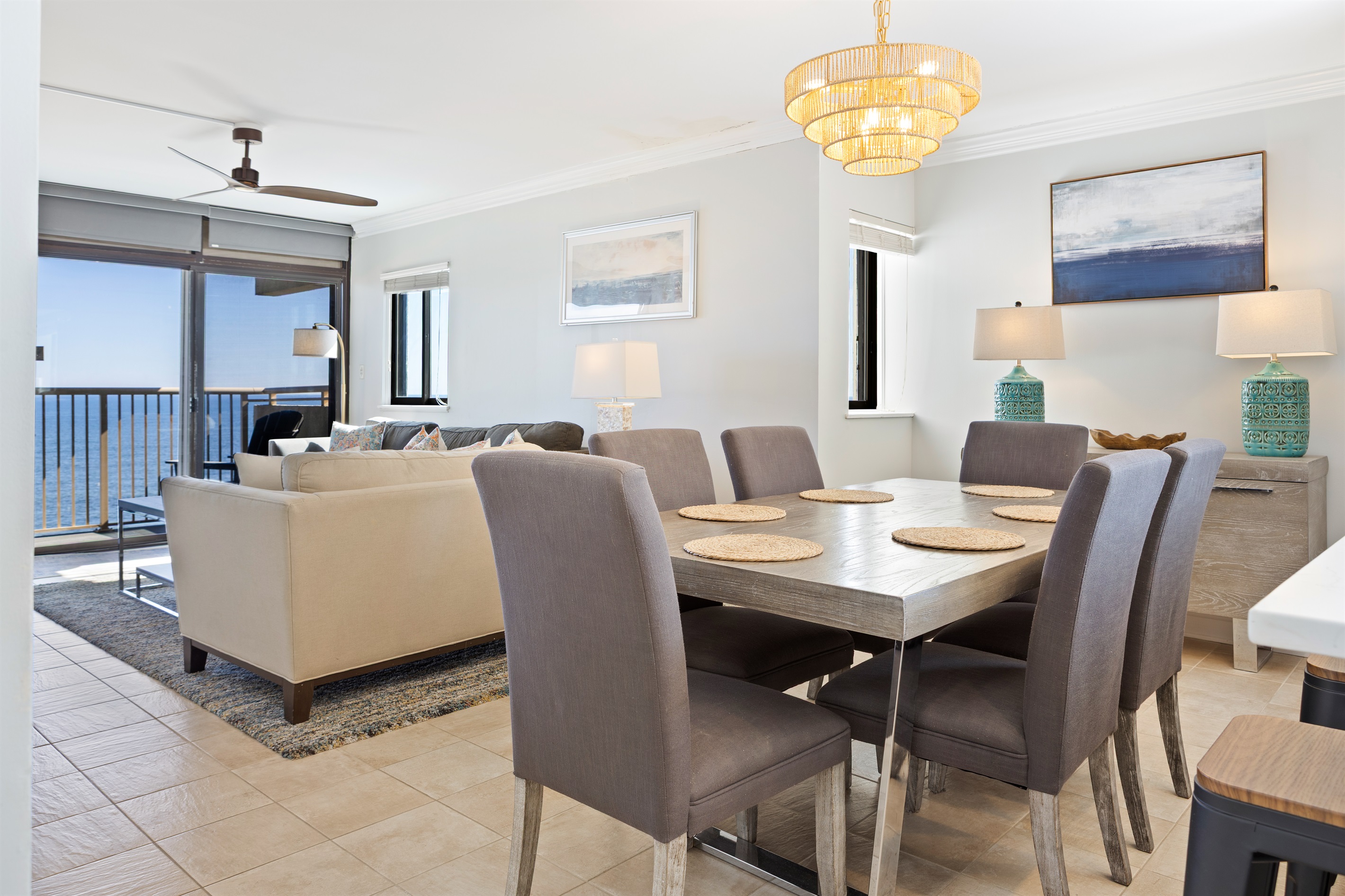 Dining room and living room with ocean views!